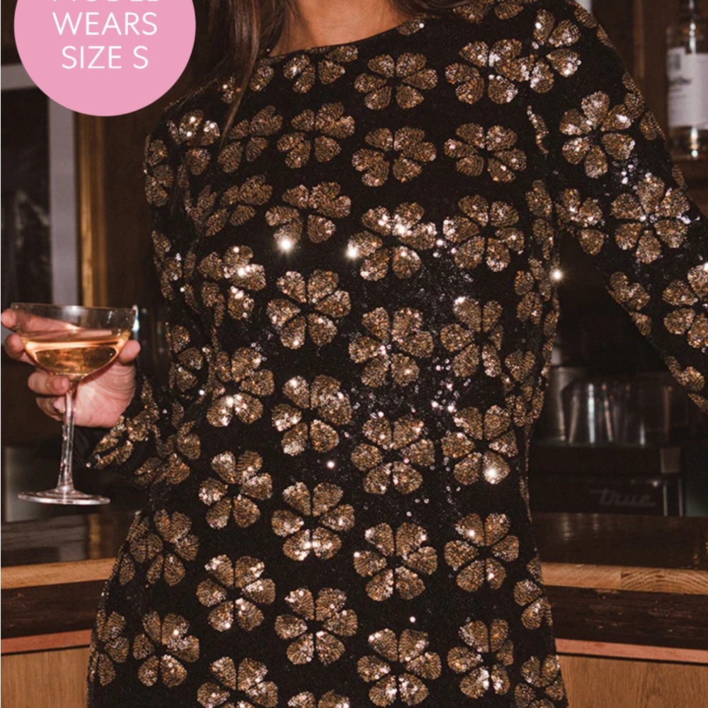 Show Me Your MuMu Black and Gold Long Sleeve Dress